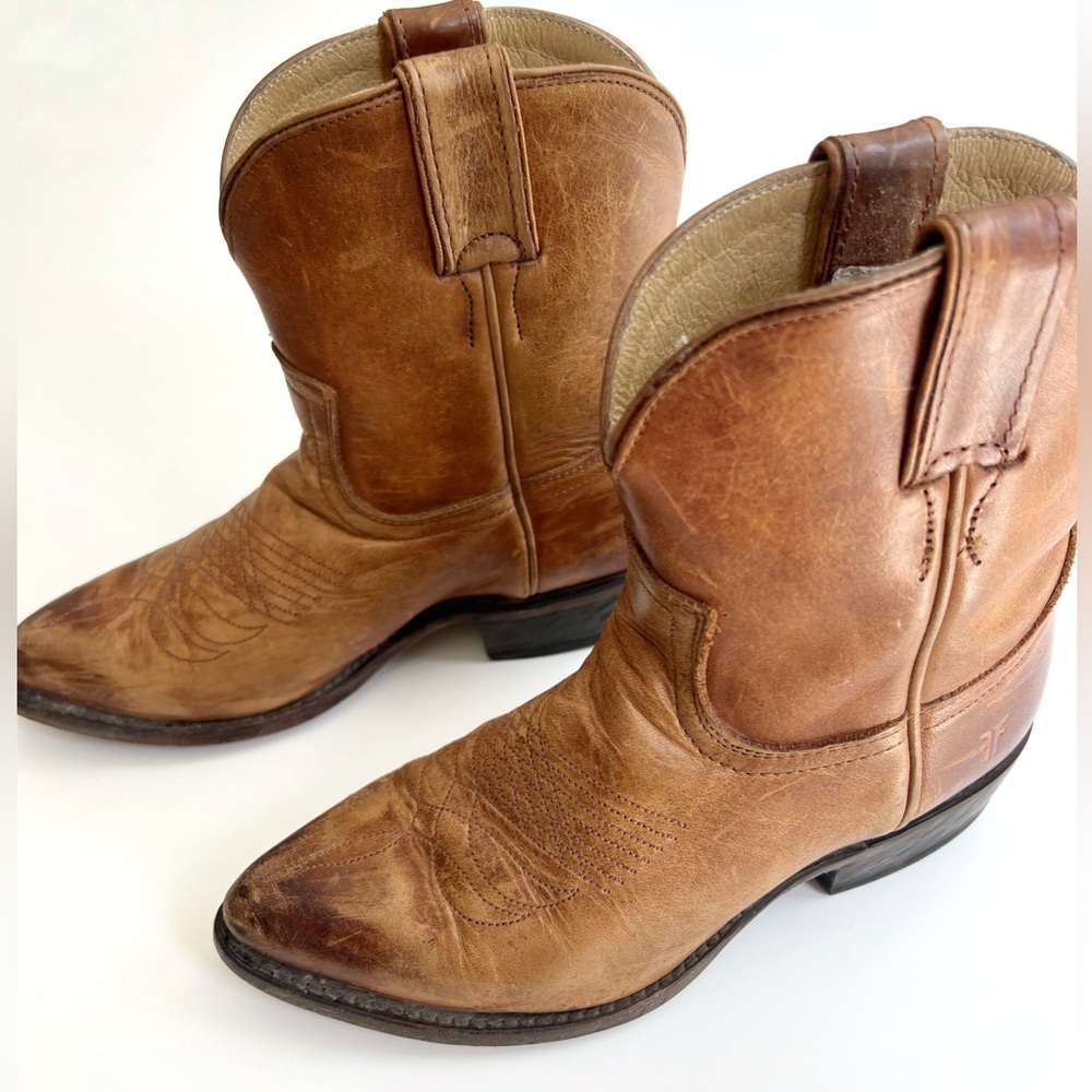 Frye Western Brown Leather Short Boot Size 6